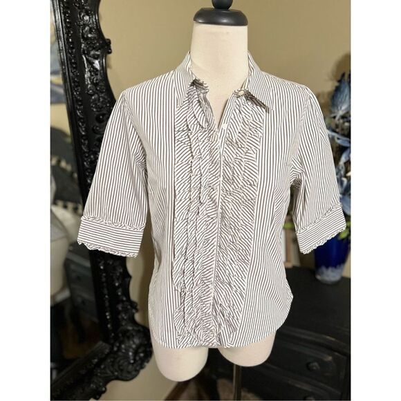 Juicy Couture Pinstripe Tailored Button Up Blouse Size Small - Picture 1 of 5